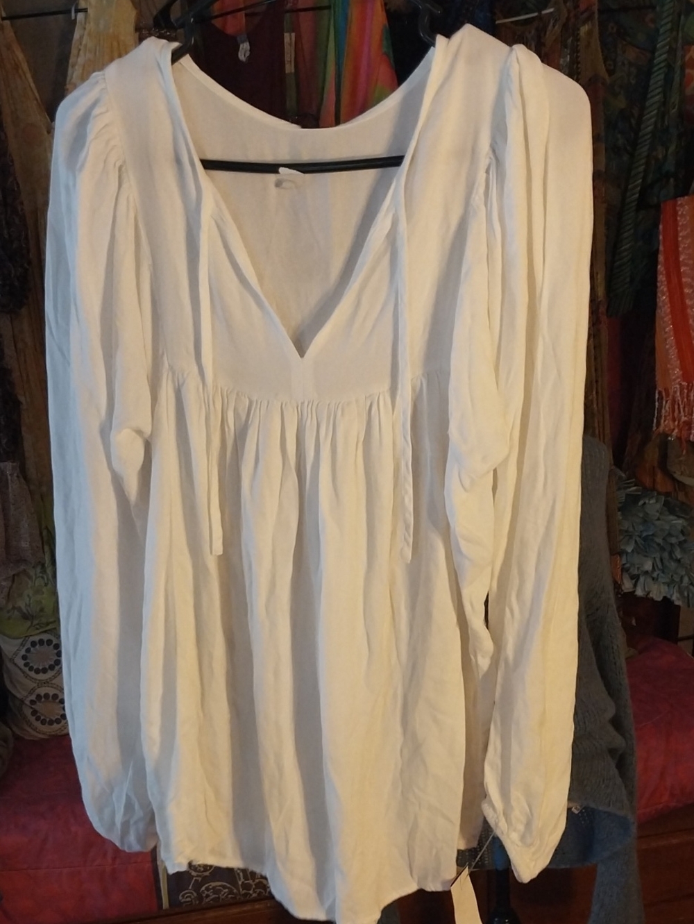 bobi Cream Peasant Long Sleeve Blouse